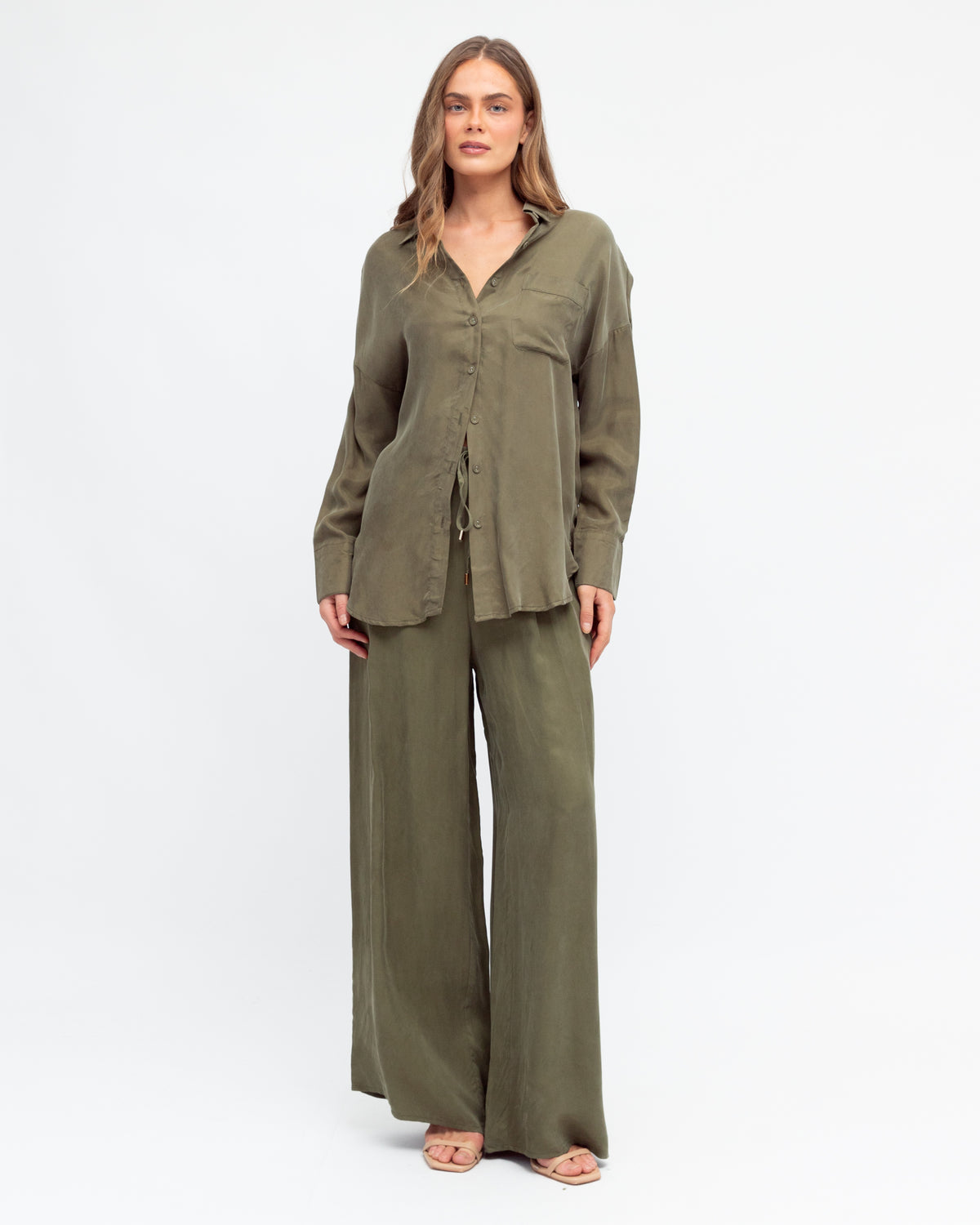 Amelia cupro shirt - olive