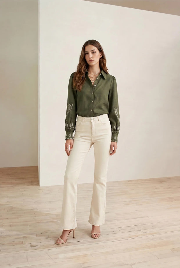Taneya embroidered shirt - thyme