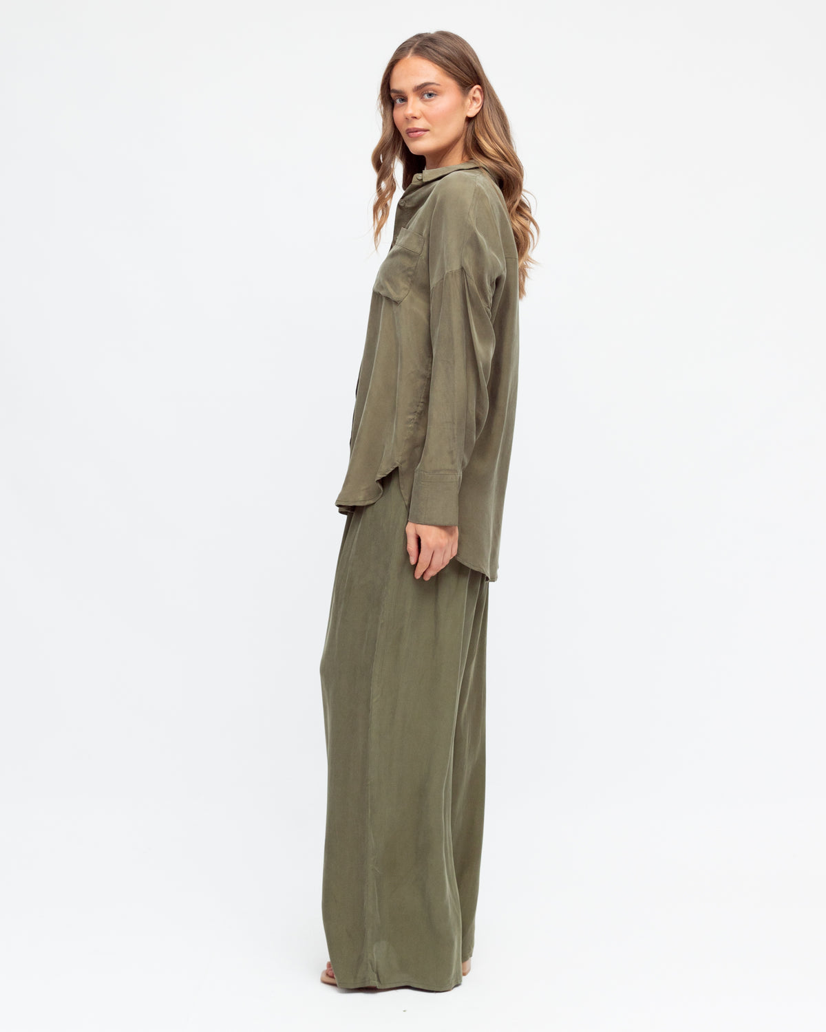 Amelia cupro shirt - olive