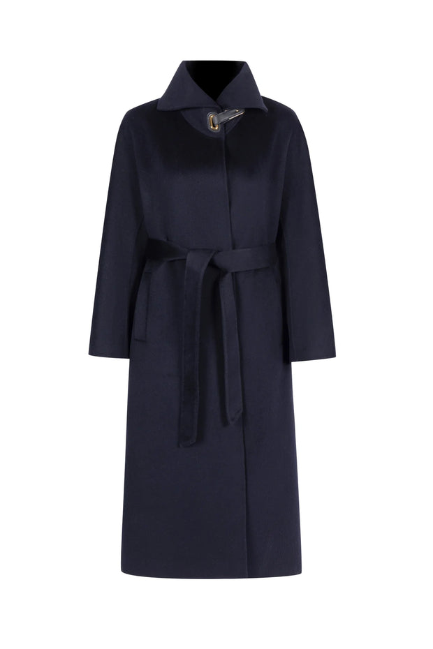 Marina wool long coat - navy