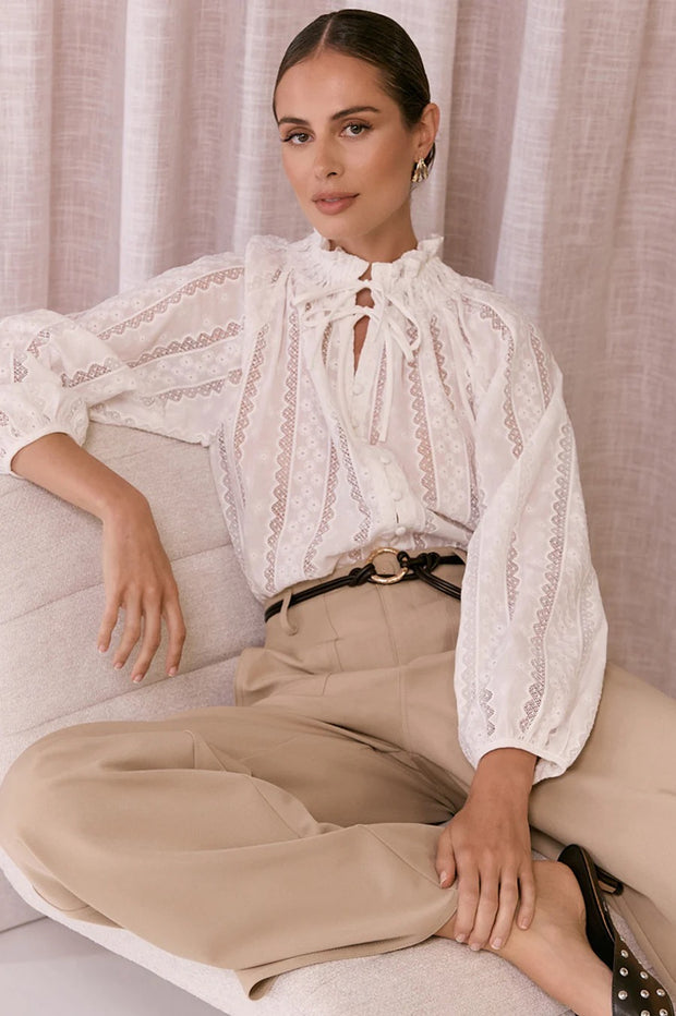 Opal cotton lace blouse - white