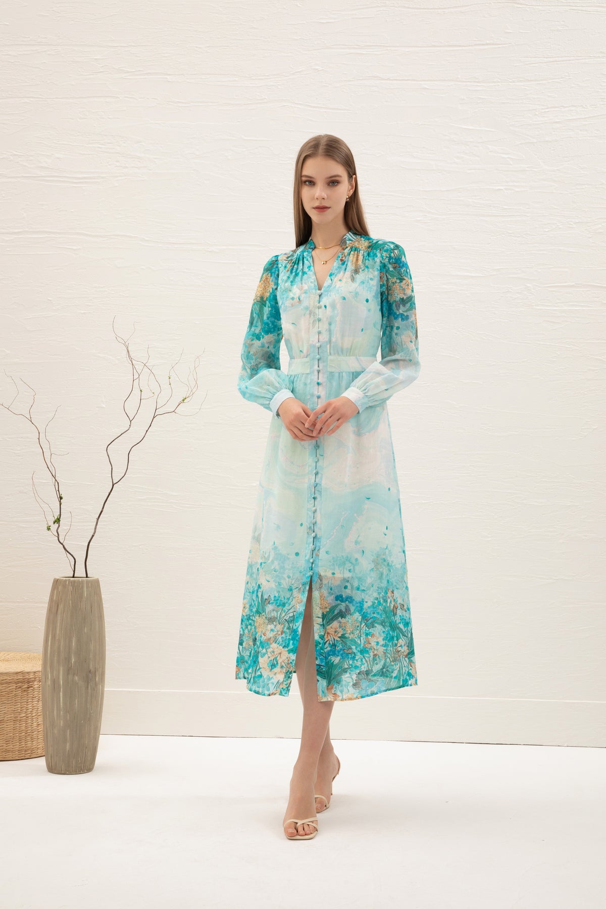Stella floral linen dress