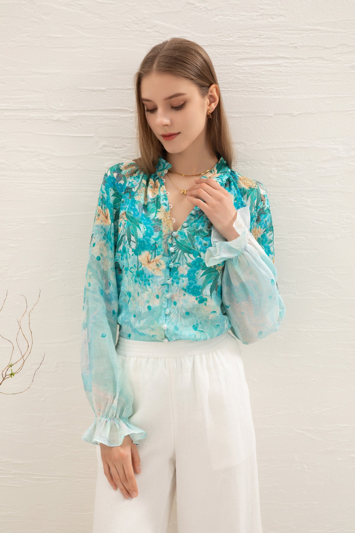 Stella floral linen blouse