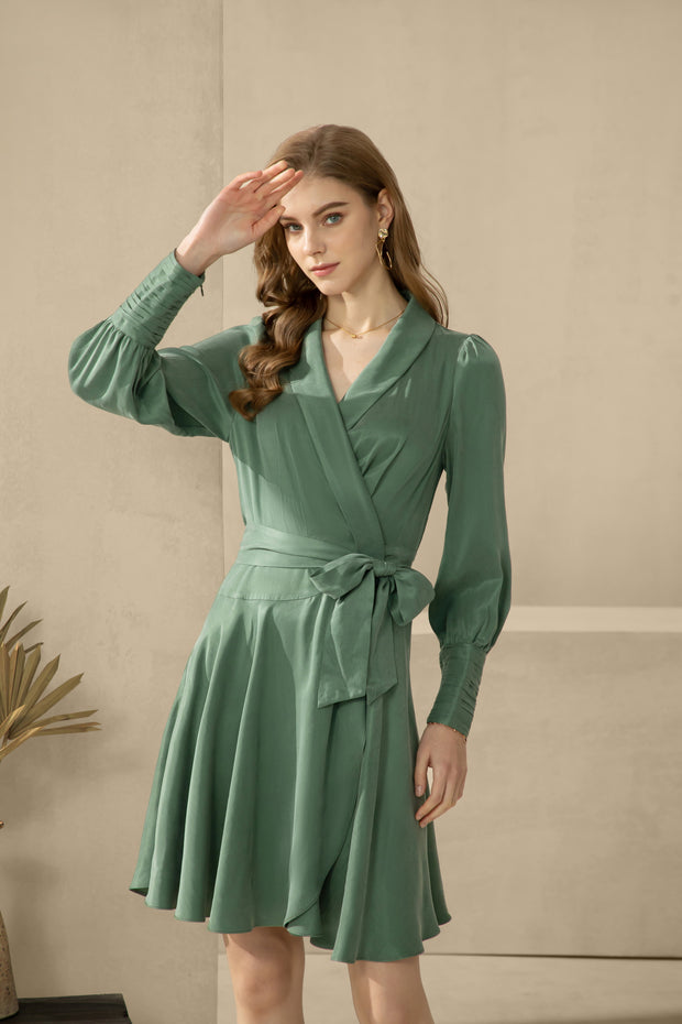 Vivianne cupro dress - sage green