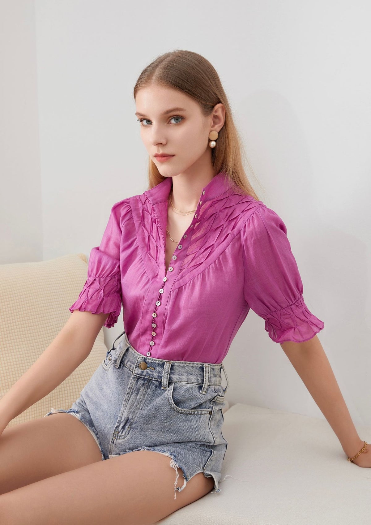 Colette linen blouse - violet