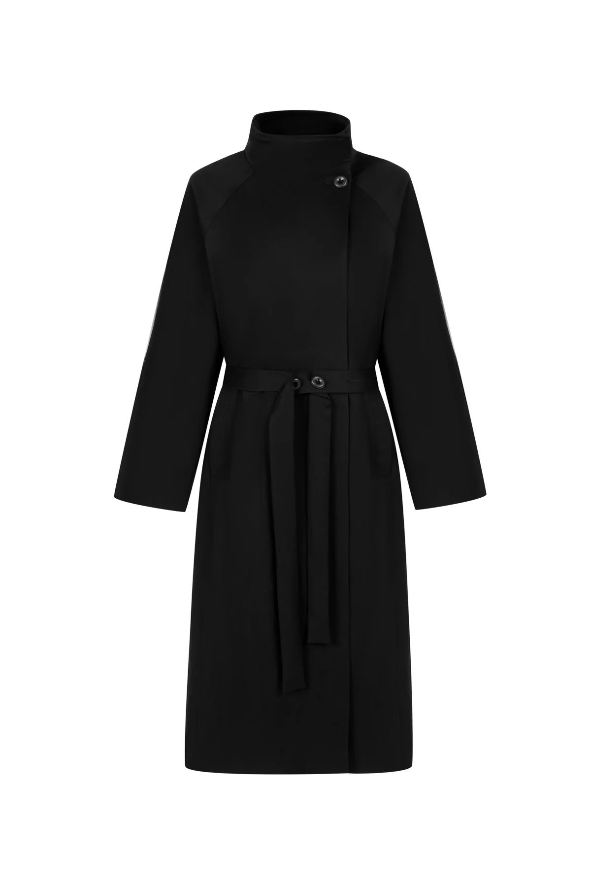 Drop shoulder trench coat - black
