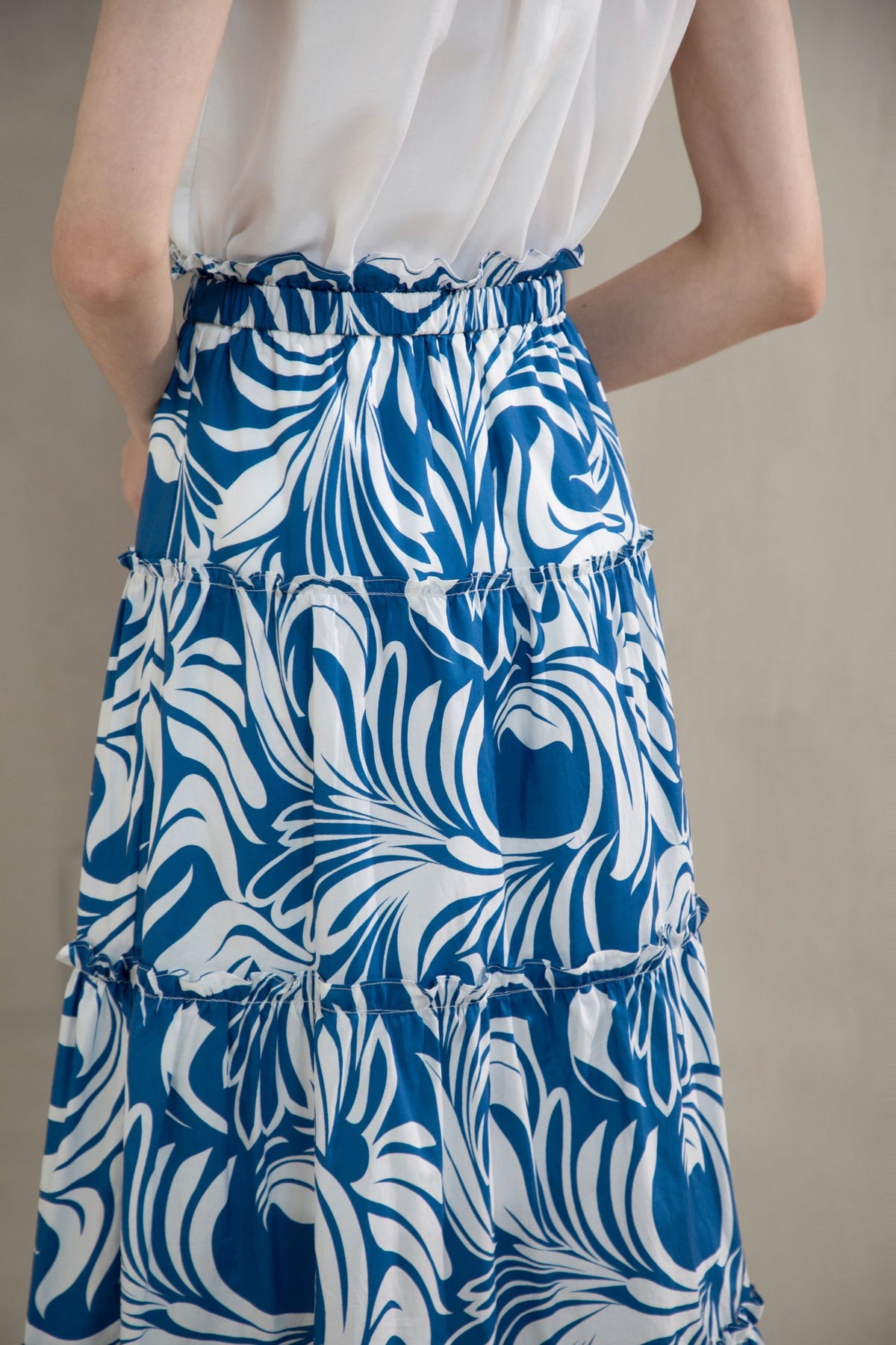 Fabian a cotton print skirt - blue & white