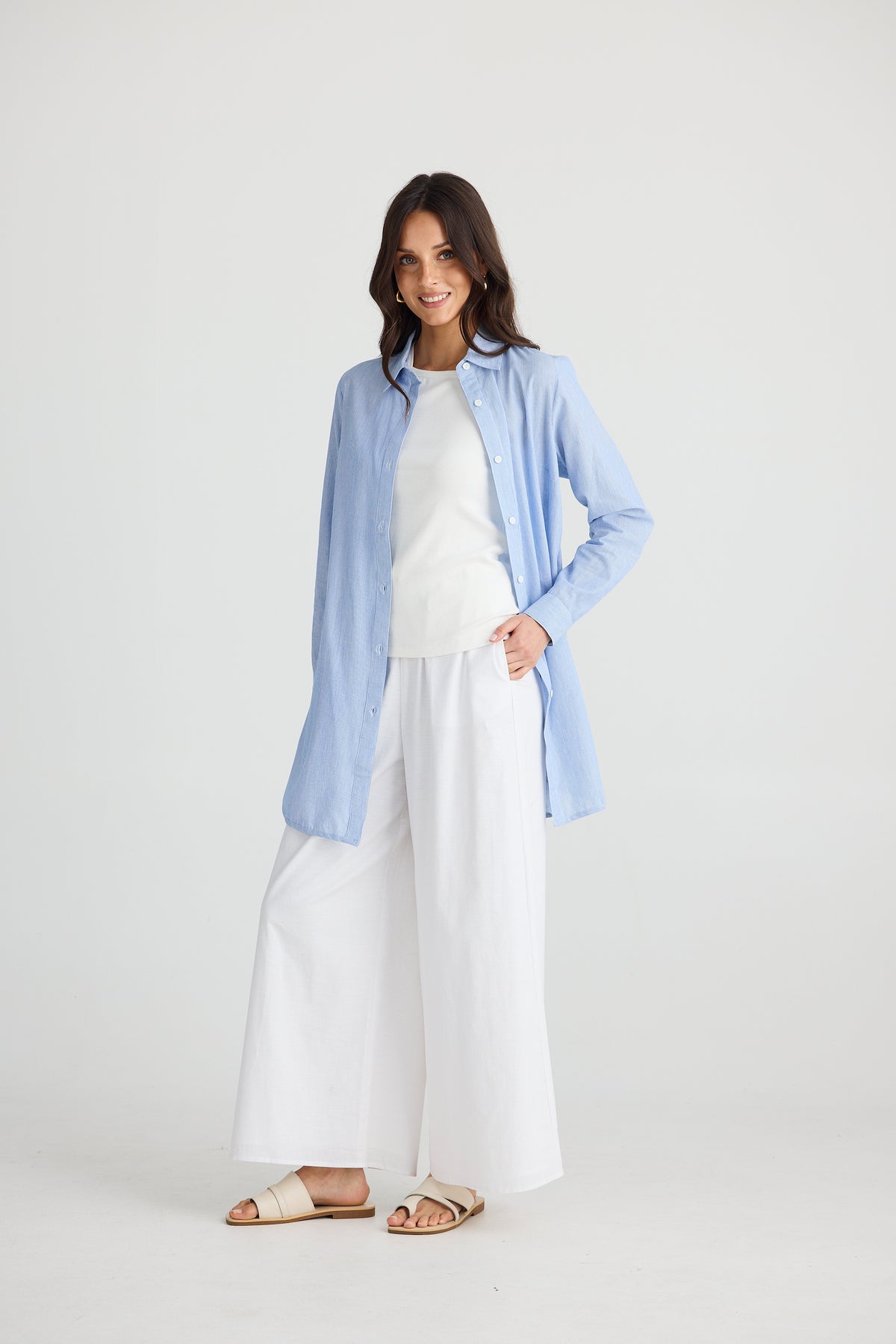 Ava shirt - blue pinstripe