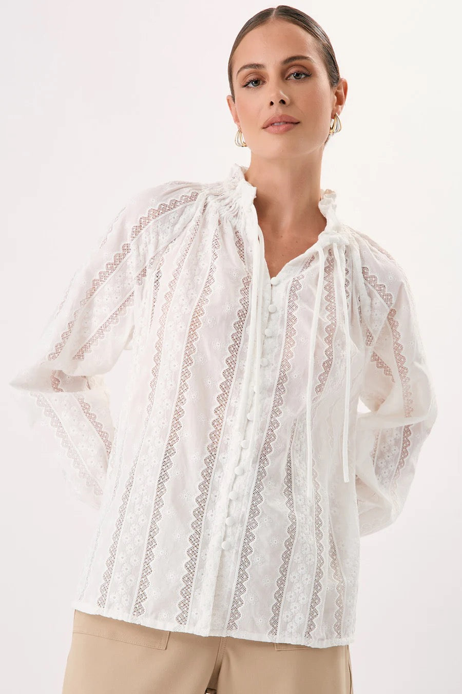 Opal cotton lace blouse - white