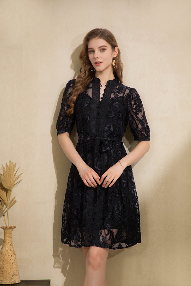 Yvette lace dress - black