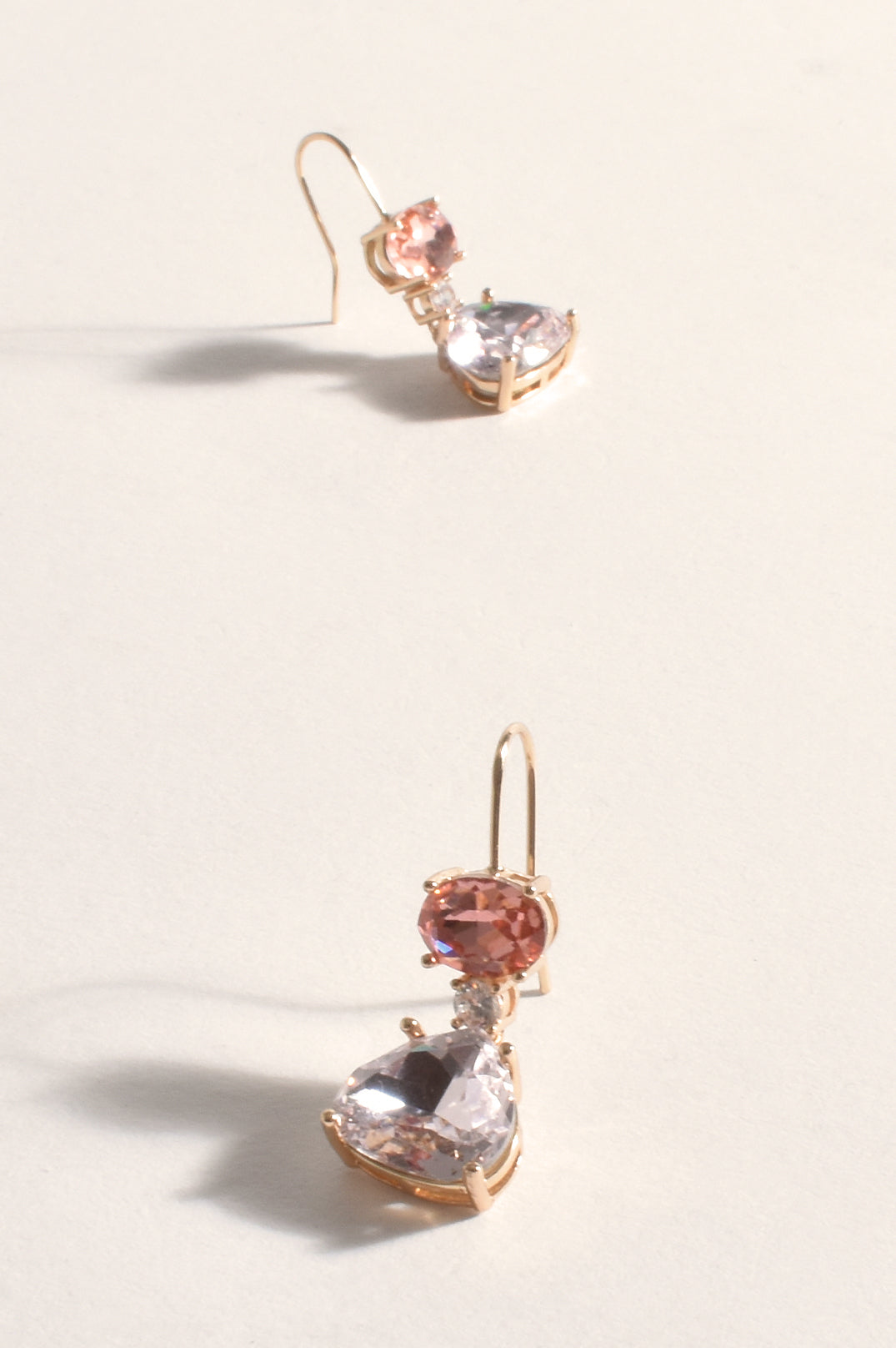Cassie jewel drop hook earrings - lilac and gold