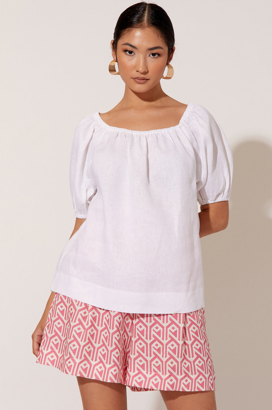 Genevieve white linen top