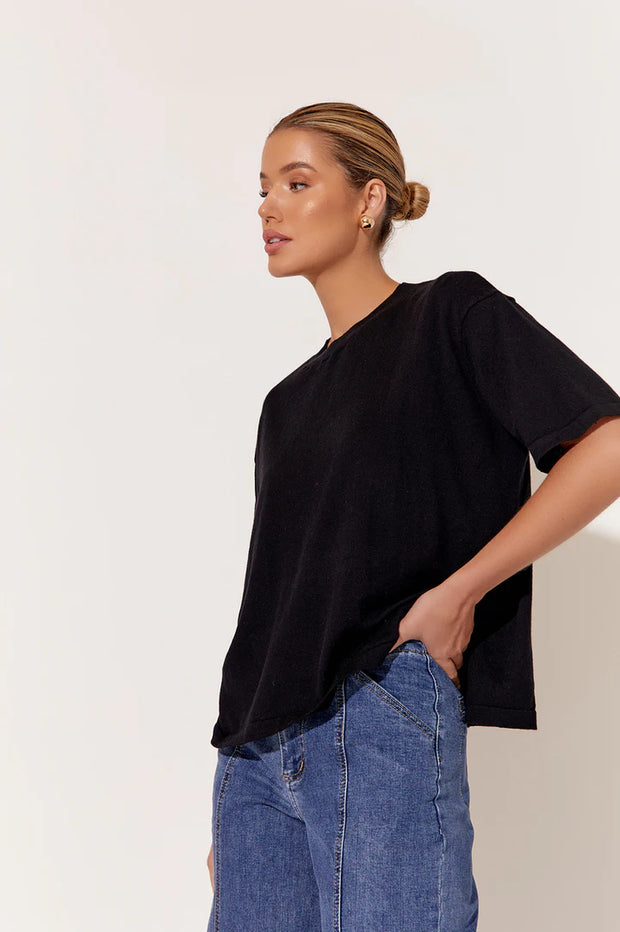 Laney cotton cashmere knit top - black