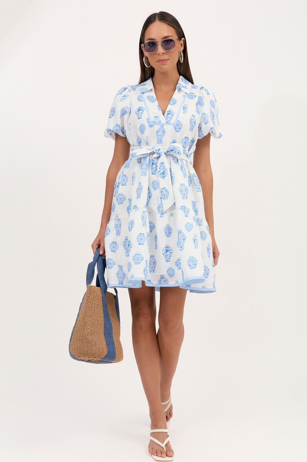 Leona printed linen dress