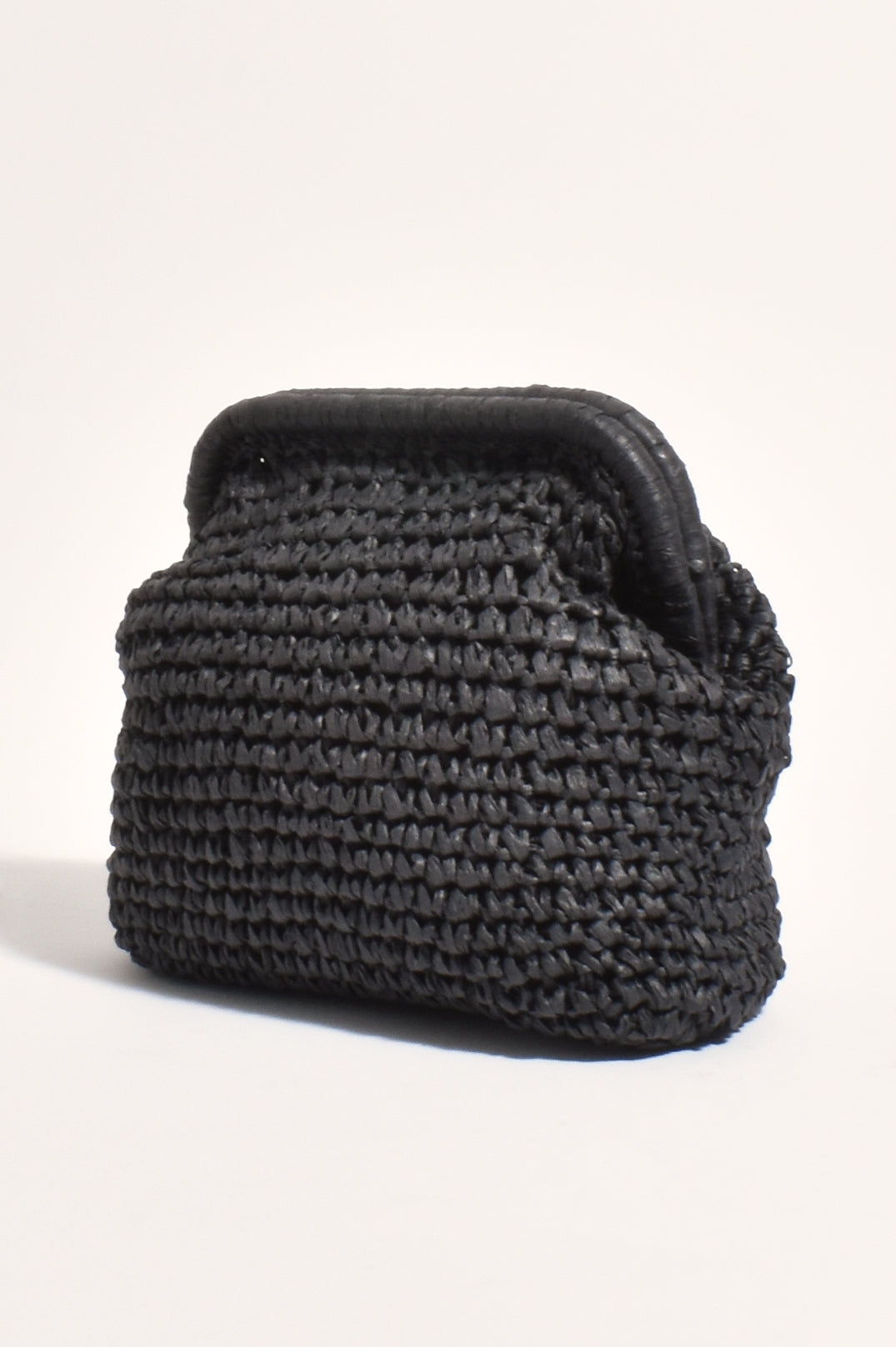 Gia woven purse clutch - black