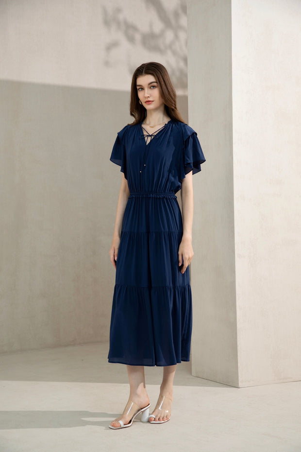 Enrich silk dress - navy