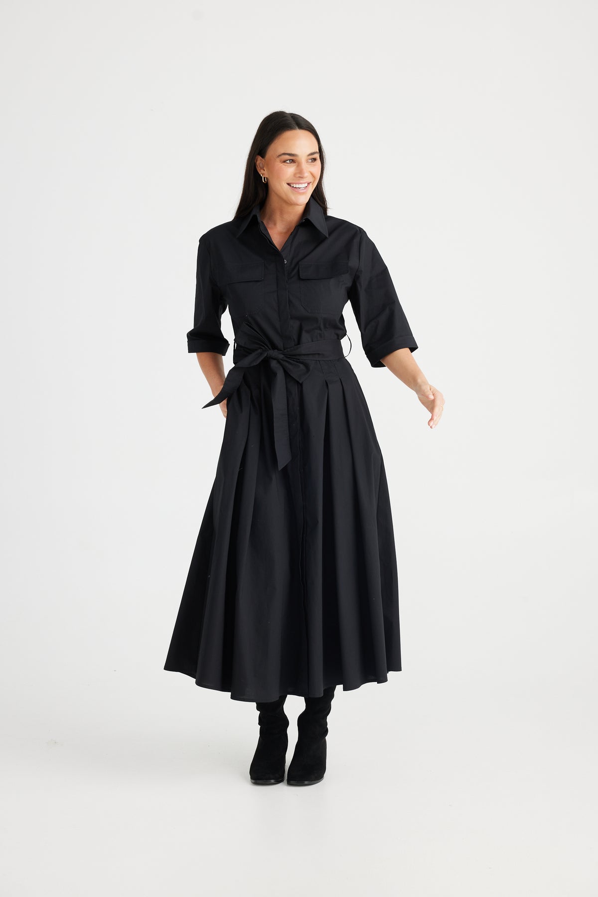 Rossellini dress 3/4 dress - black