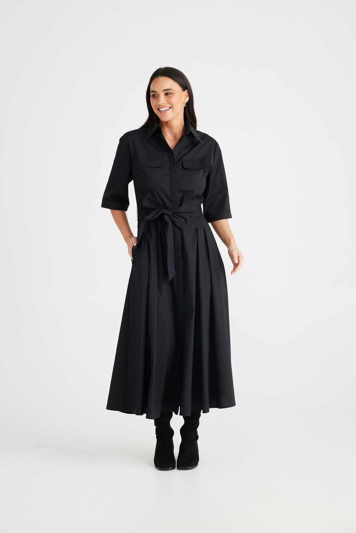 Rossellini dress 3/4 dress - black