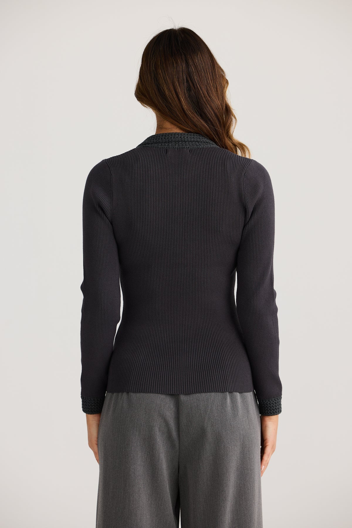 Mimi long sleeve top - charcoal