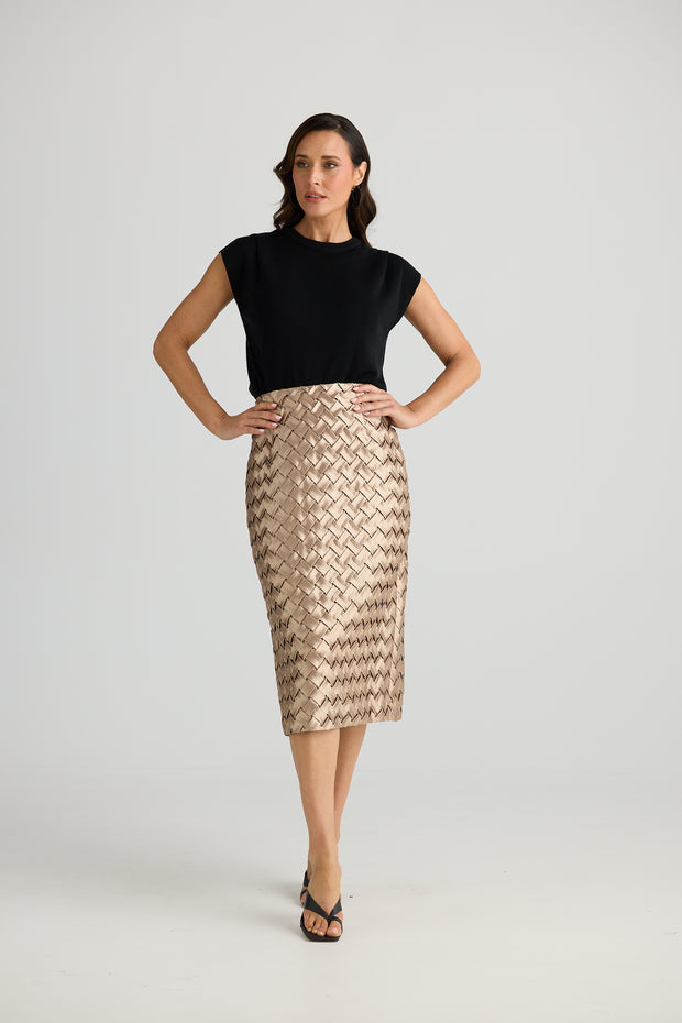 Criss cross skirt - bronze