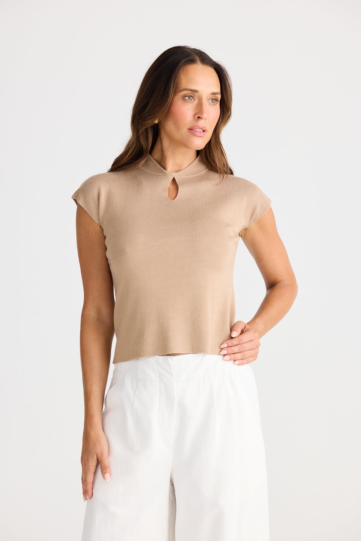 Kyoto knit top - pebble