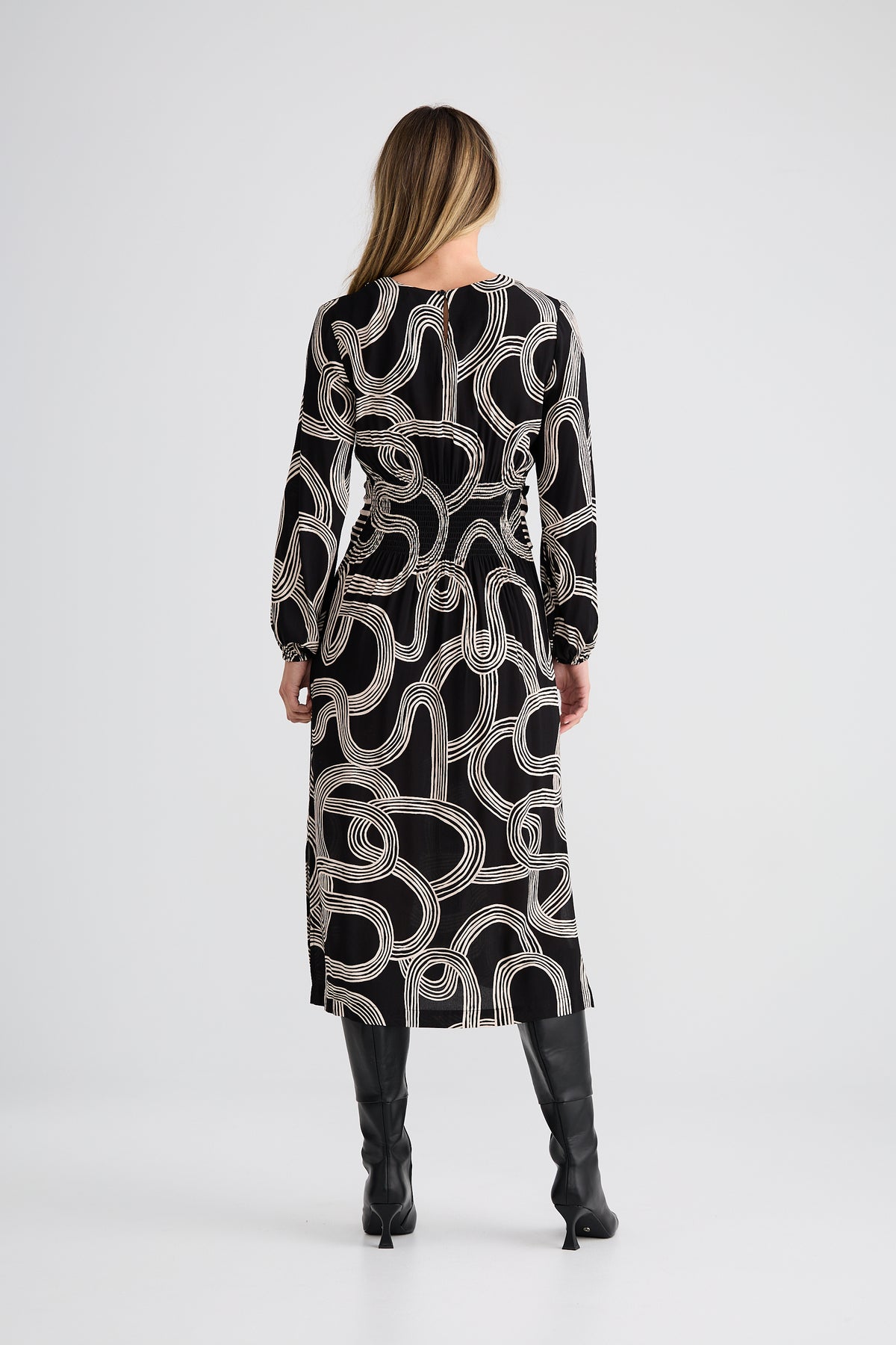 Turning point dress - Ink lines print