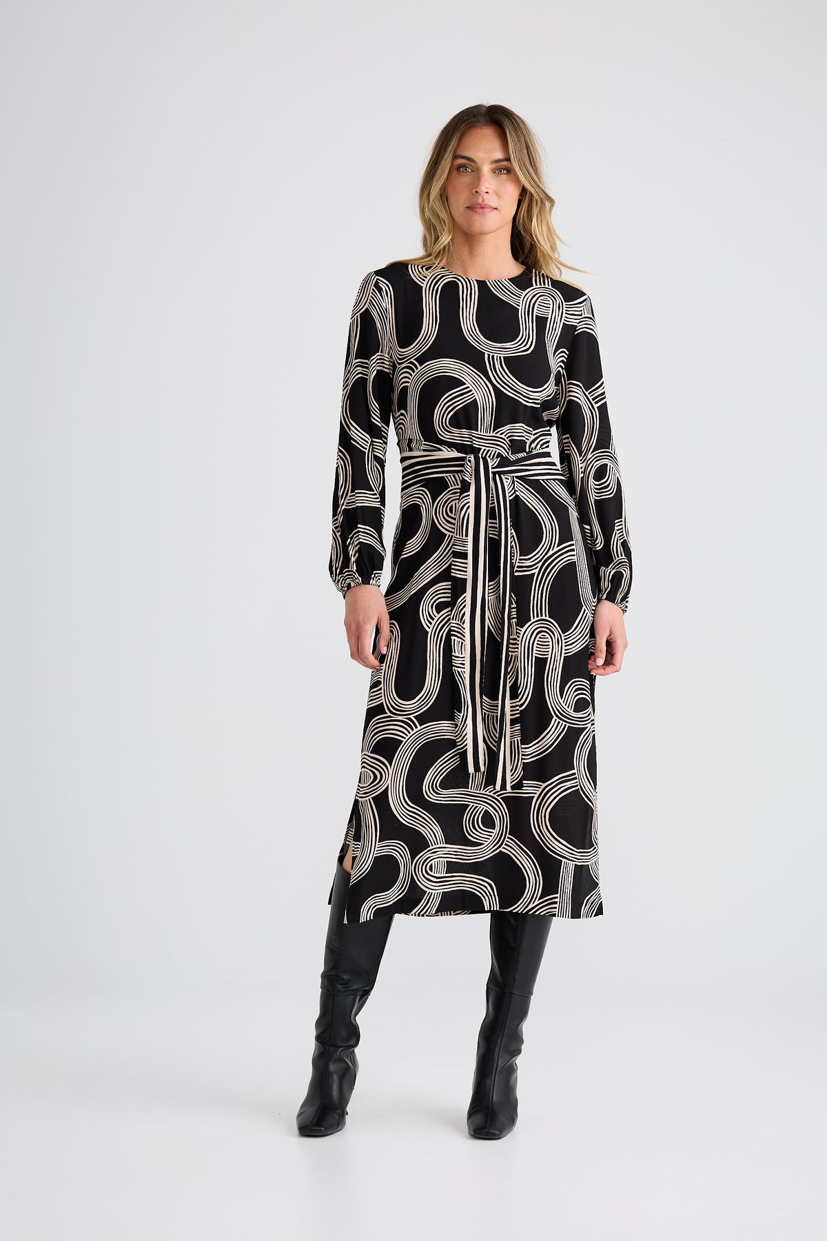 Turning point dress - Ink lines print