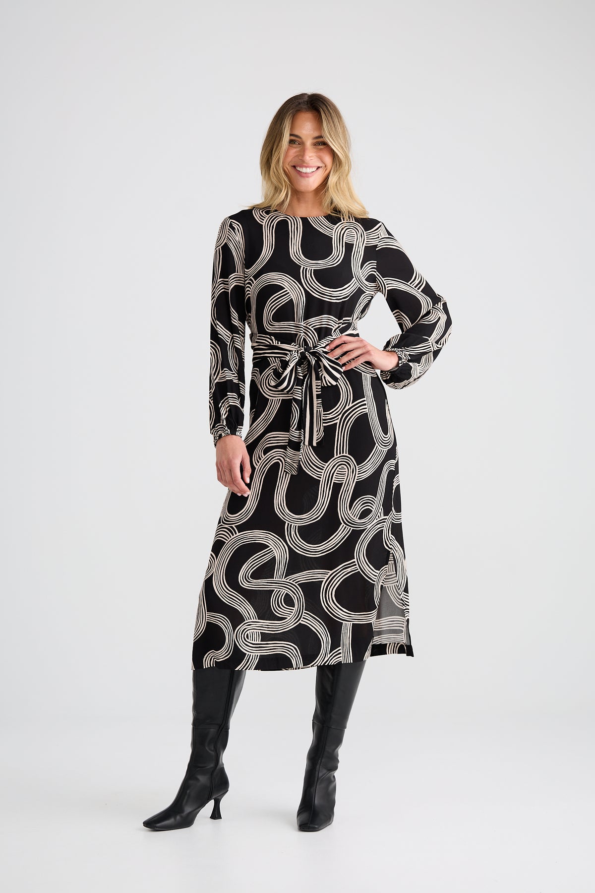 Turning point dress - Ink lines print