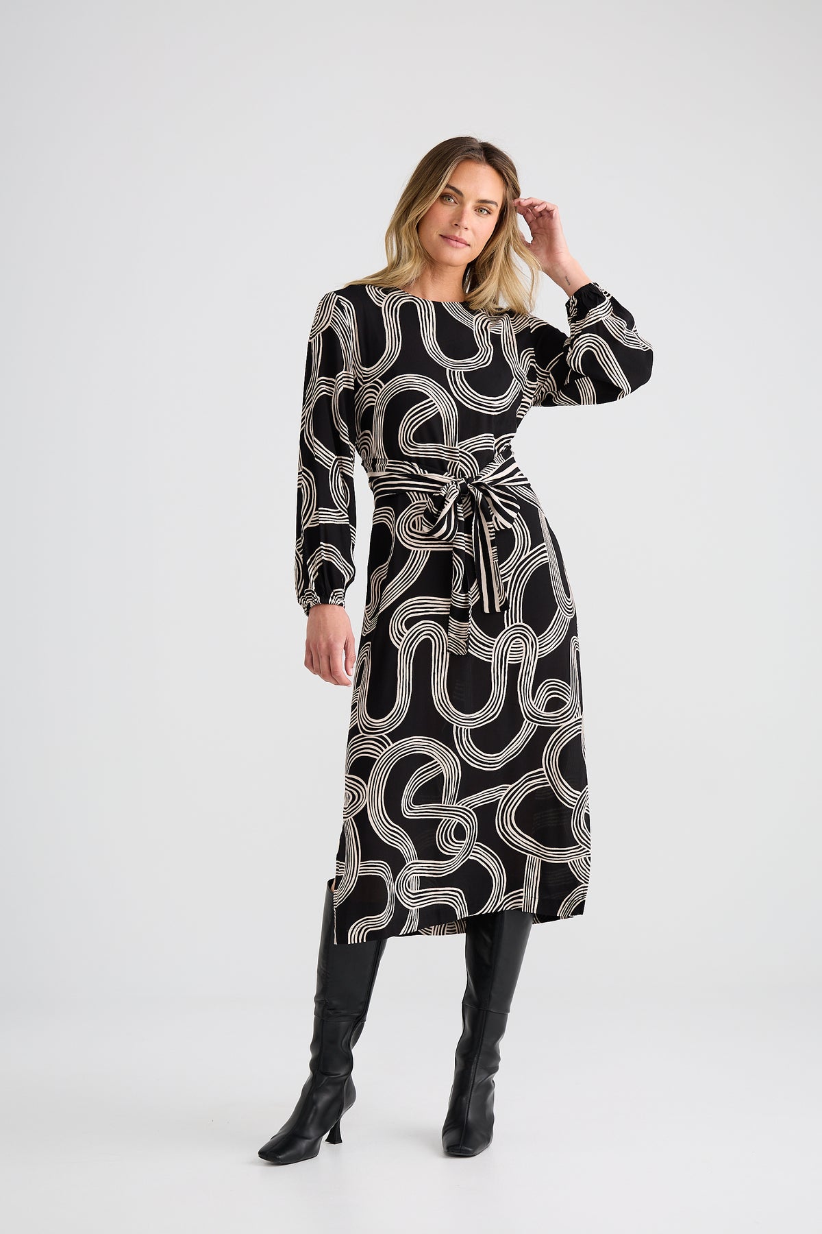 Turning point dress - Ink lines print