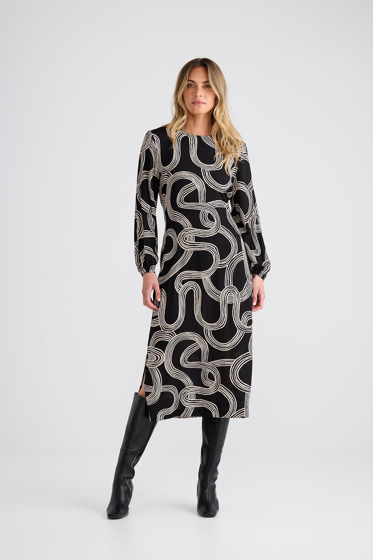 Turning point dress - Ink lines print
