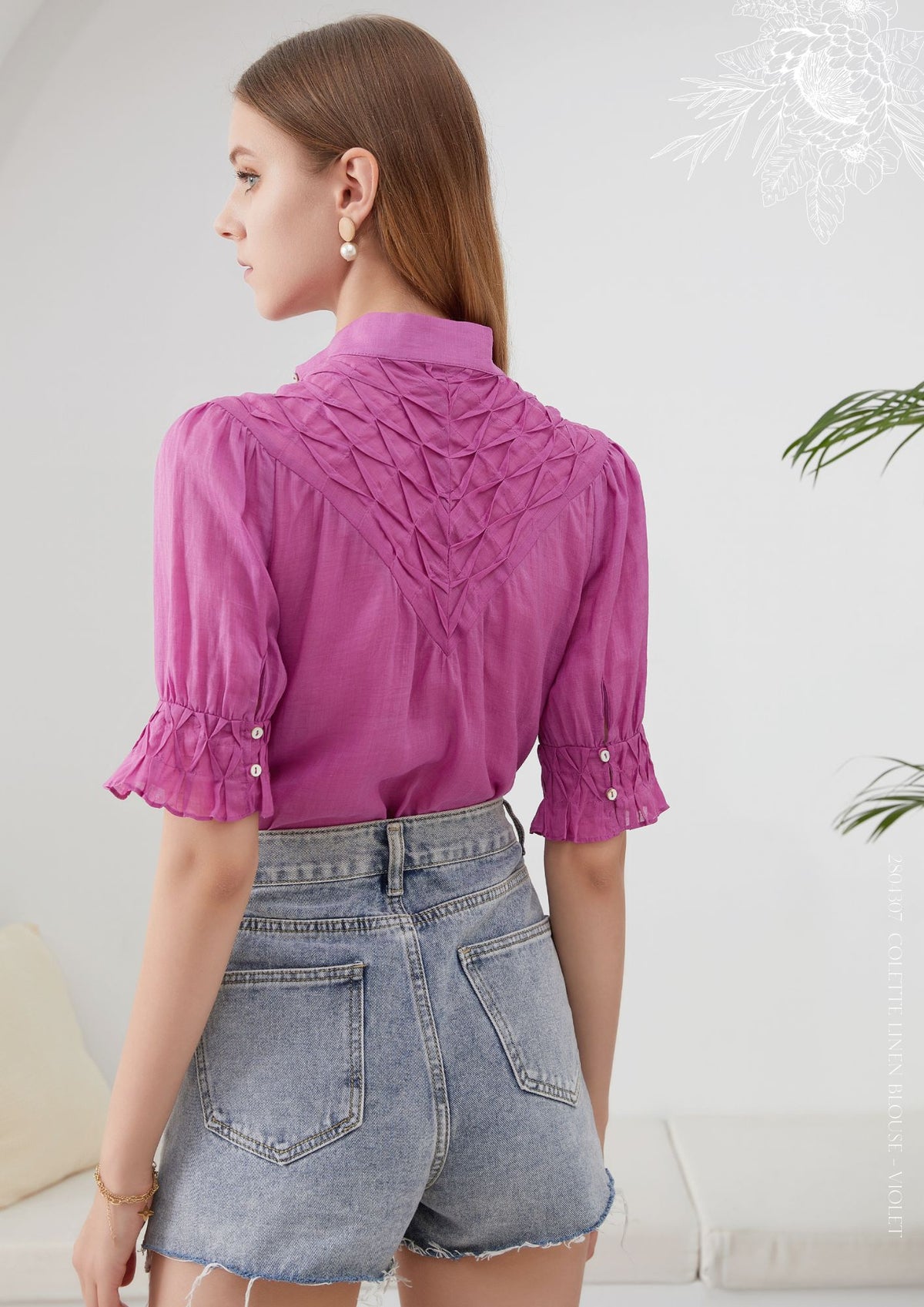 Colette linen blouse - violet