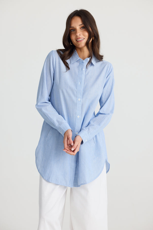 Ava shirt - blue pinstripe