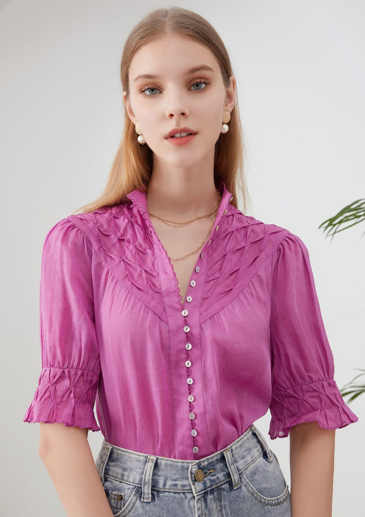 Colette linen blouse - violet