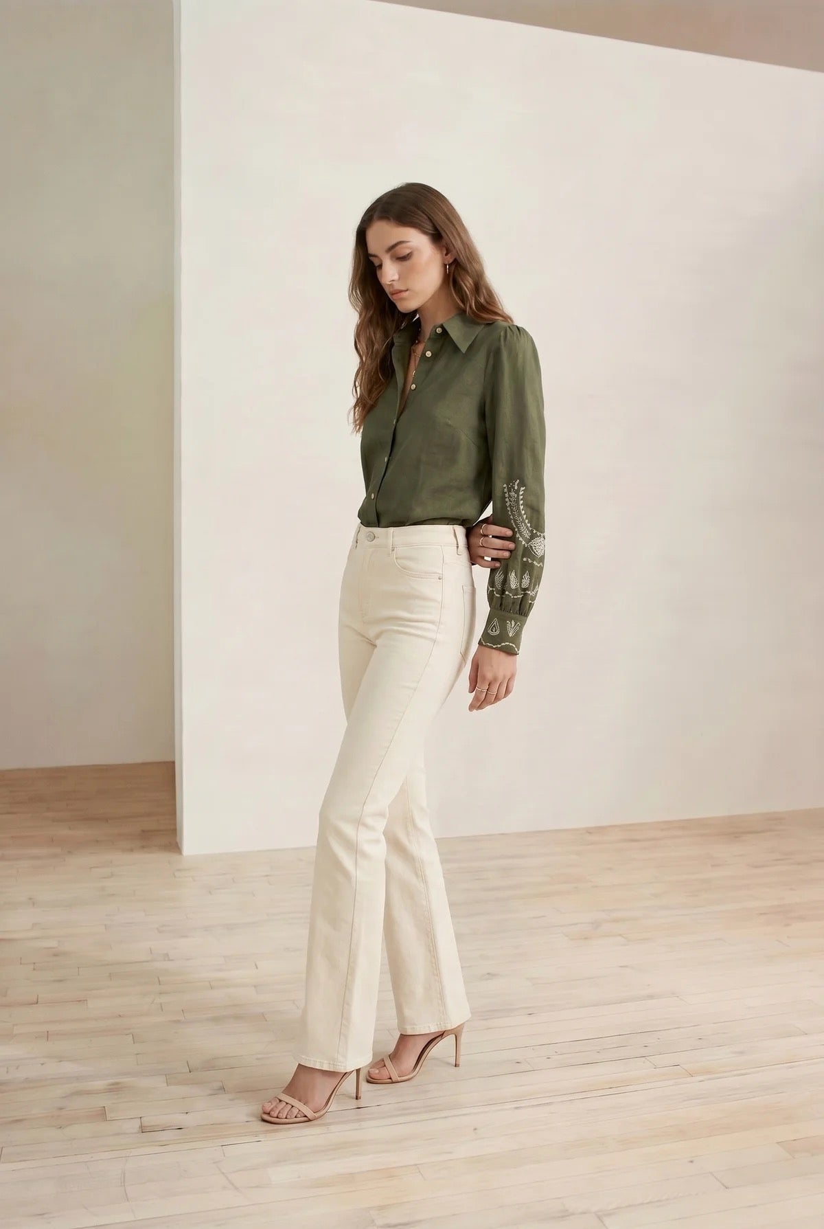 Taneya embroidered shirt - thyme