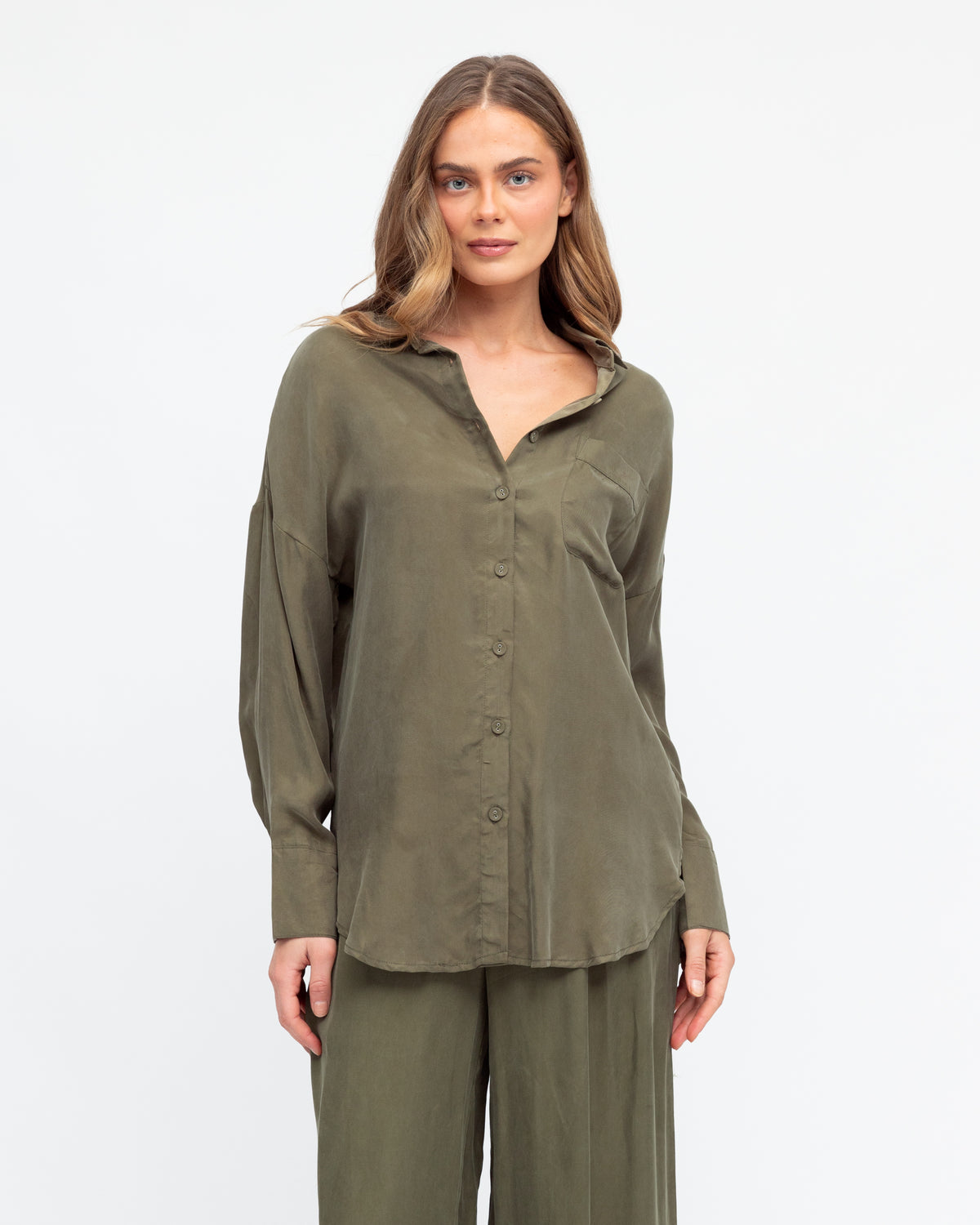 Amelia cupro shirt - olive