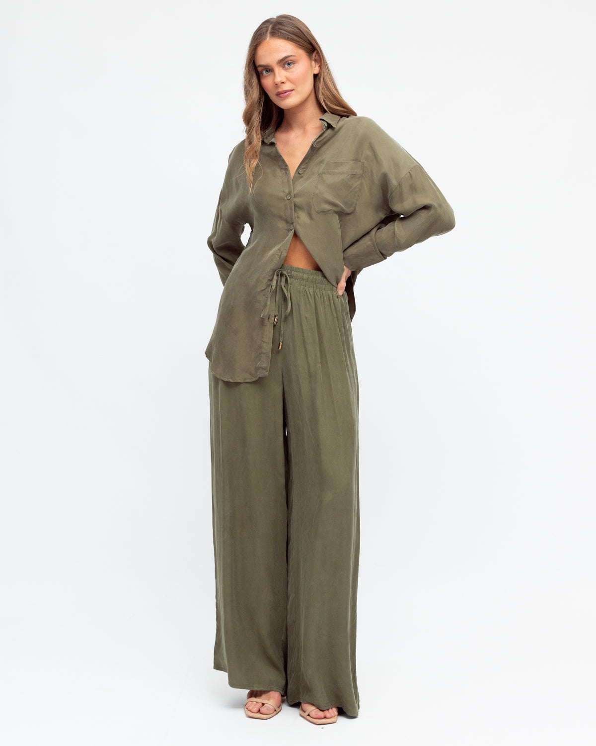 Amelia cupro pants - olive