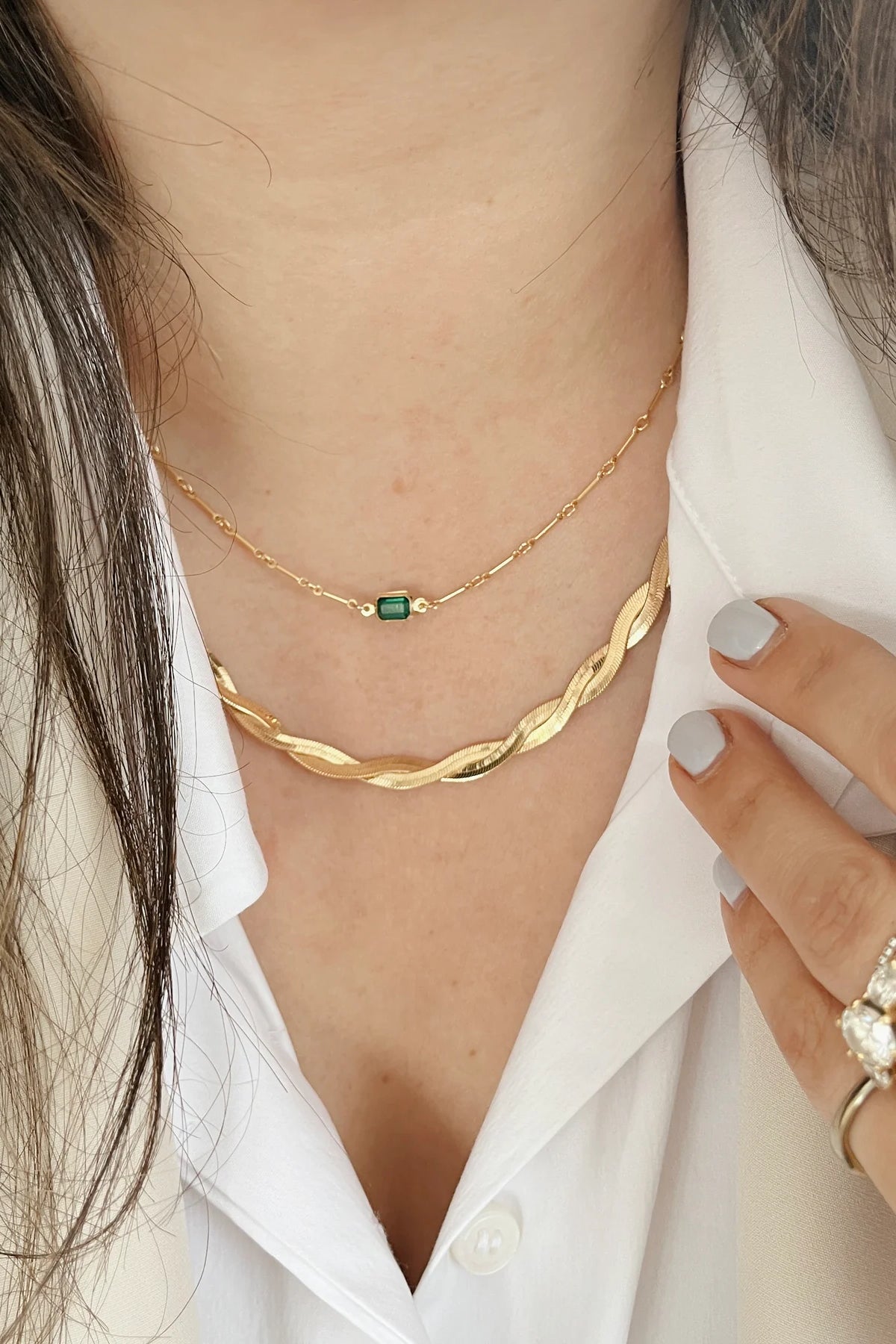 The gem pendant necklace - emerald
