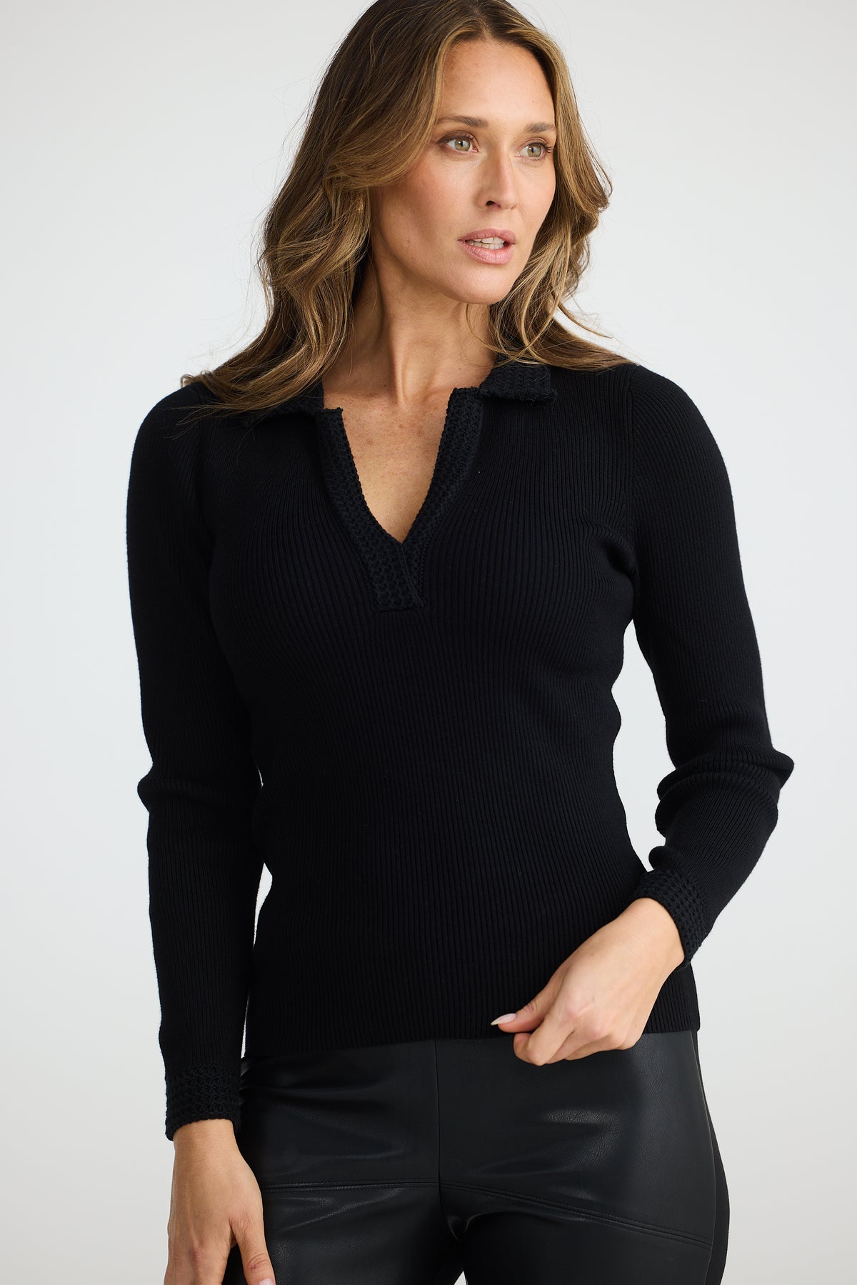Mimi long sleeve top - black