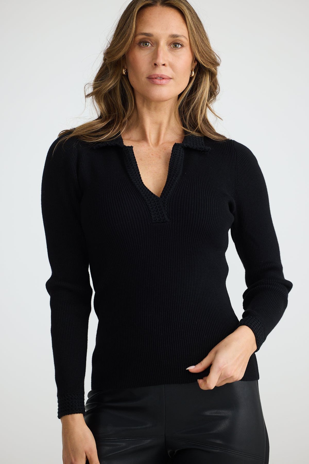 Mimi long sleeve top - black