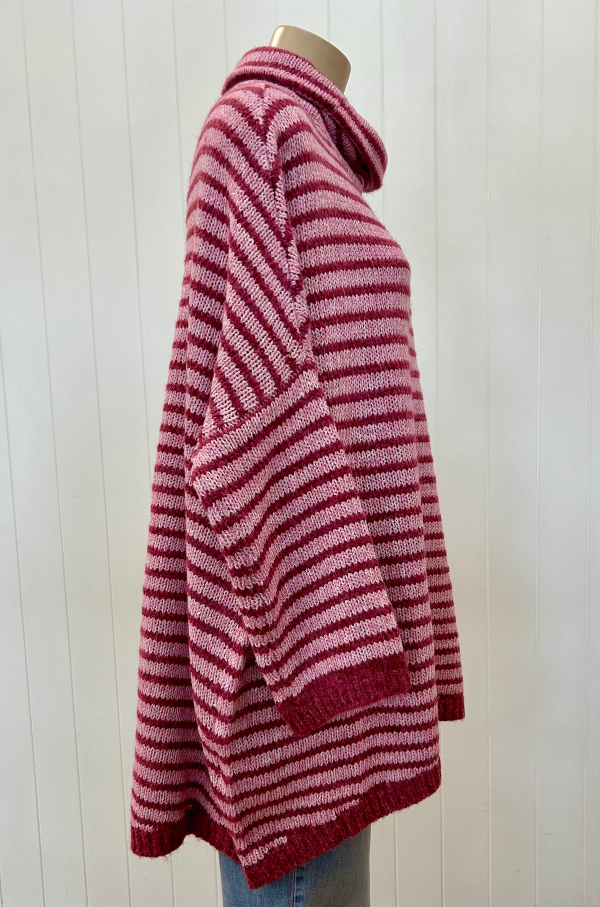Gina high neck knit - berry stripe