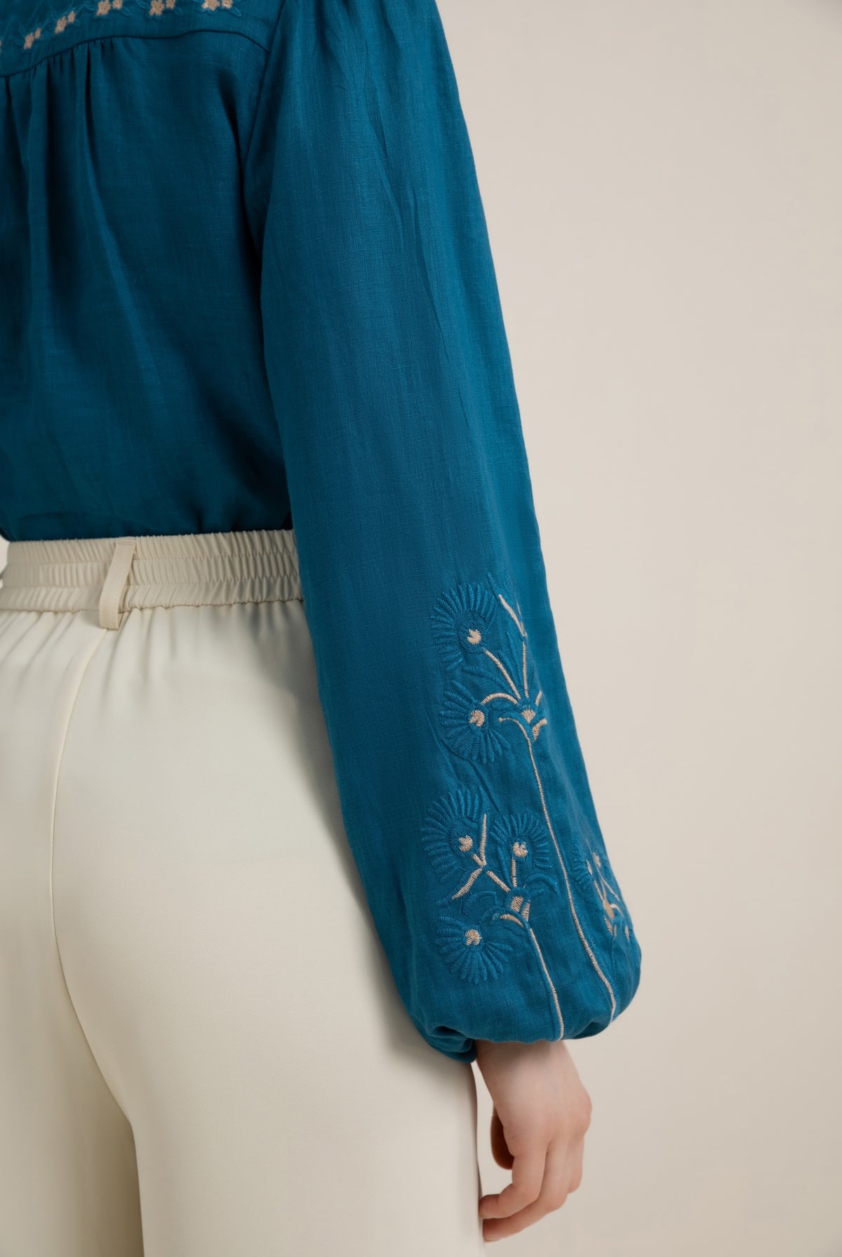 Kierra linen blouse - mosaic blue