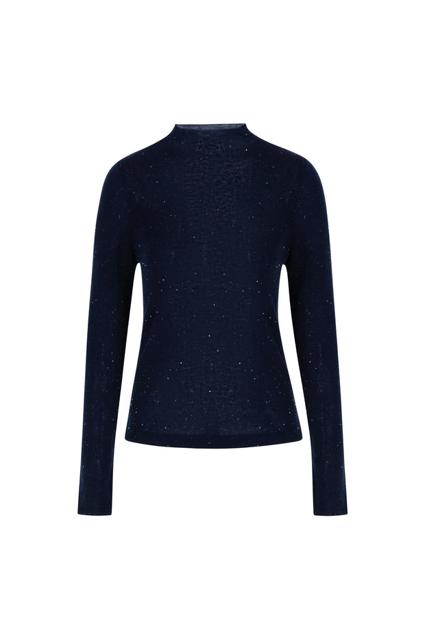 Camila lurex wool sweater - Navy