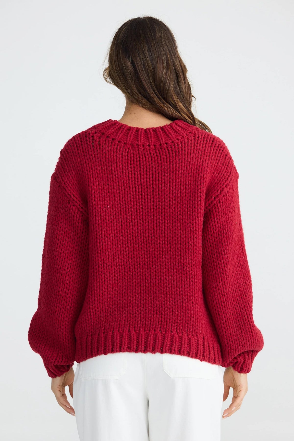 Heart on my sleeve knit - Cherry with off white