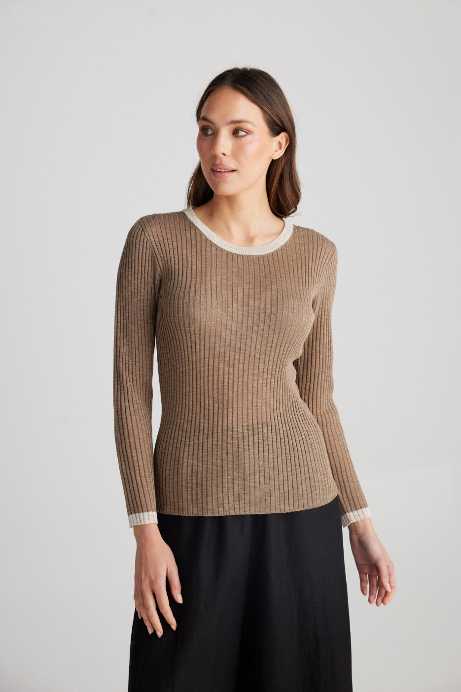 Saturn long sleeve top - taupe