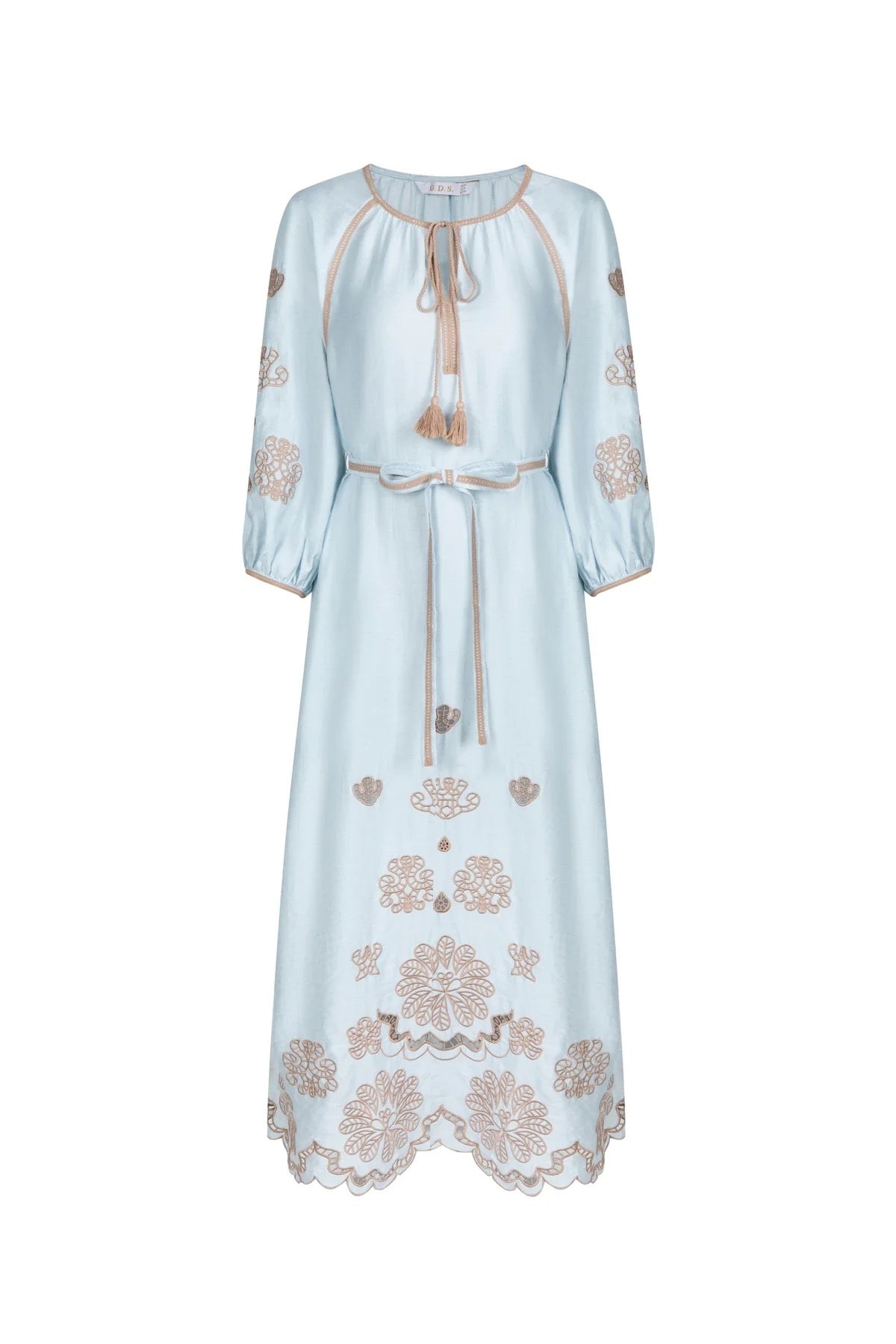 Marguerite embroidered dress - blue haze