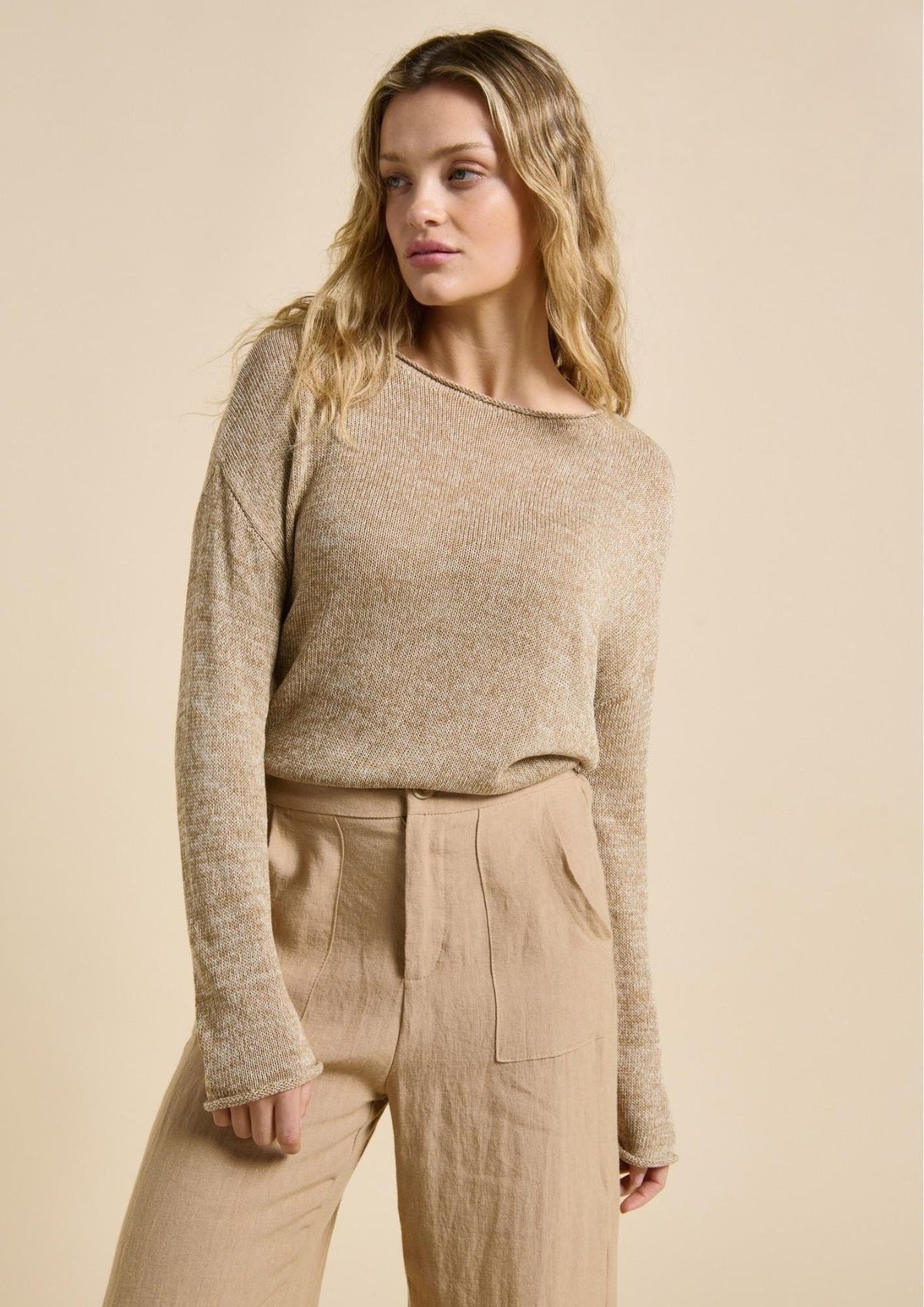 Melange spring knit - taupe melange