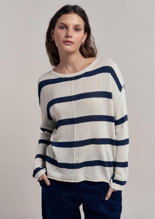 Ivy knit jumper -natural/navy stripe