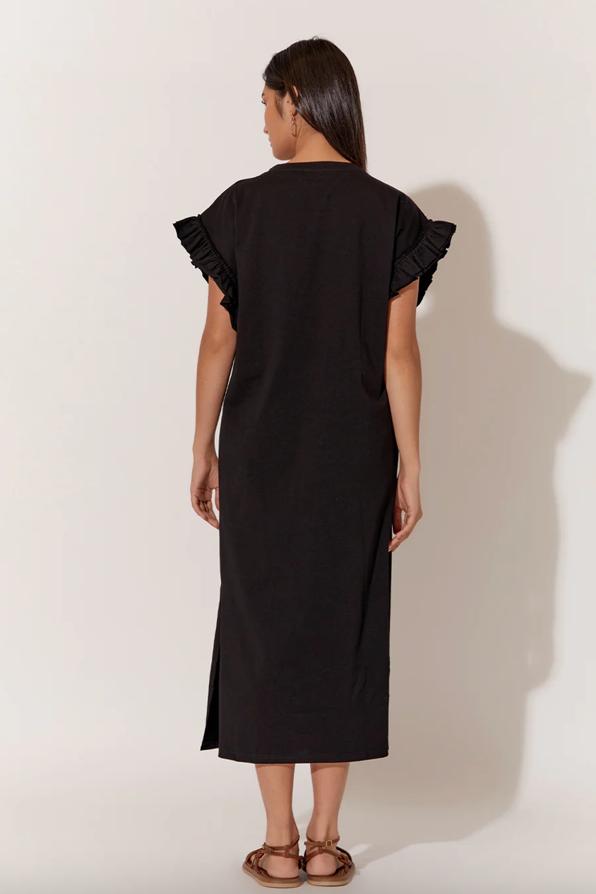 Annika frilled sleeve knit dress - black