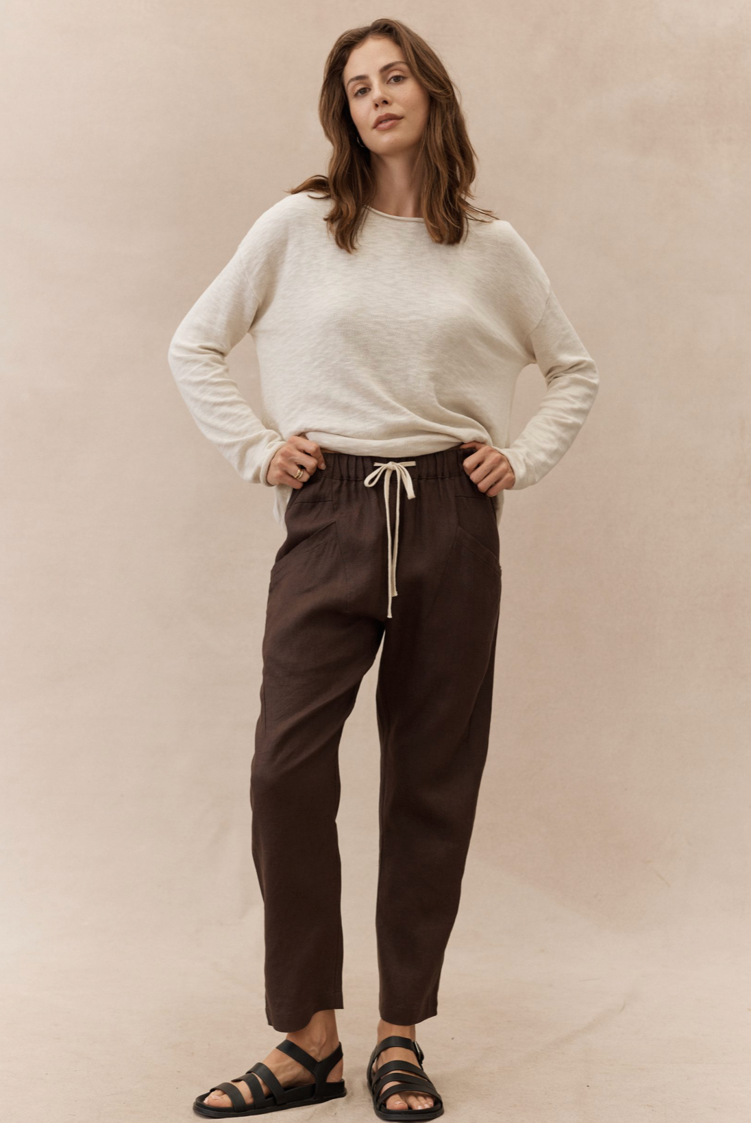 Lux linen pants - chocolate