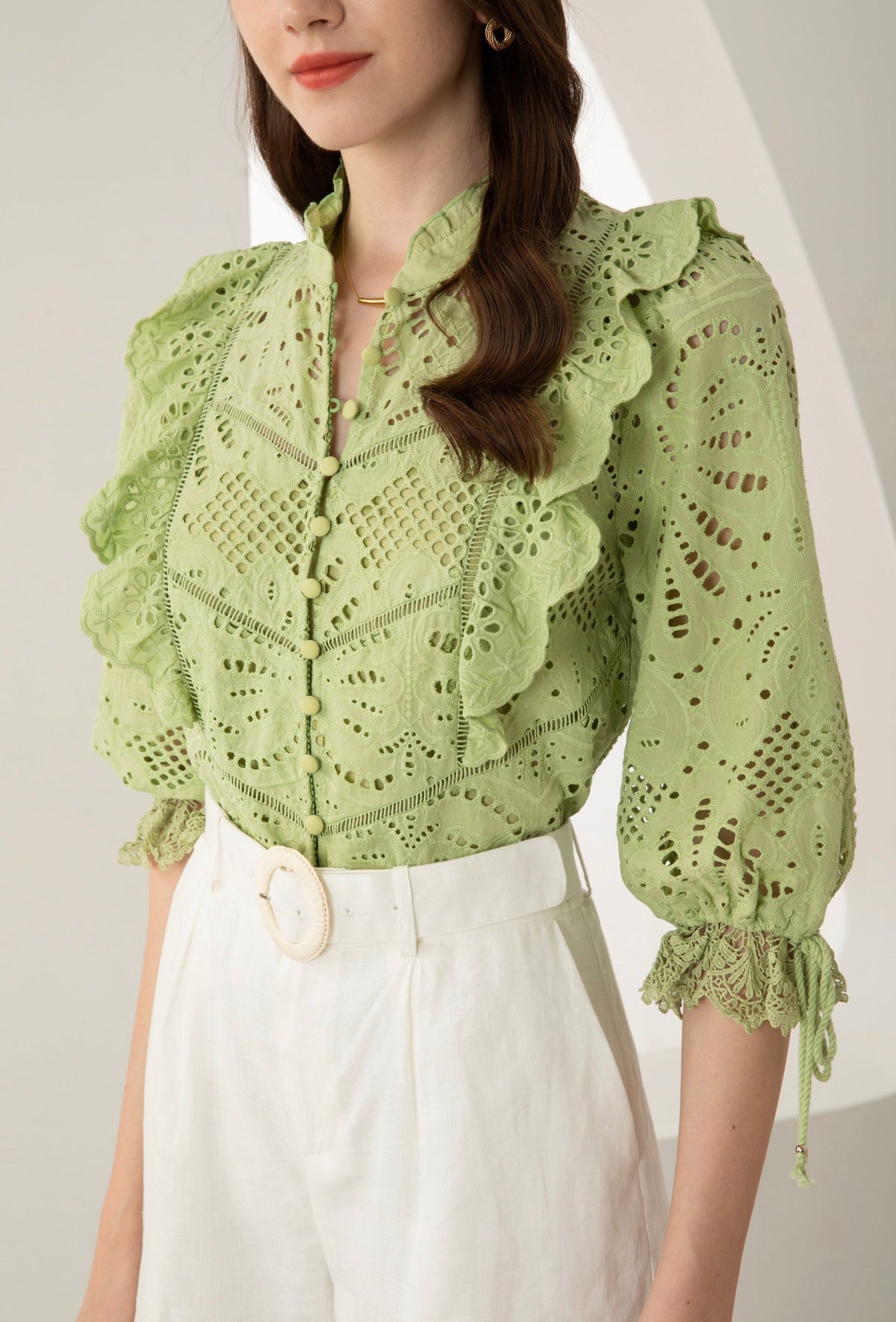Margot cotton blouse - pistachio